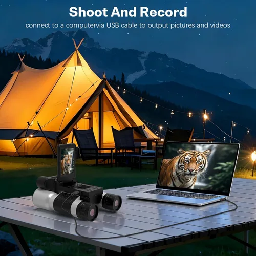 Miniatura 6 de Binoculars with Camera and Night Vision - 12x42 Digital Binoculars with 2.4" IPS Screen, 7 IR Modes for 200-300m in Darkness, for Adults Bird