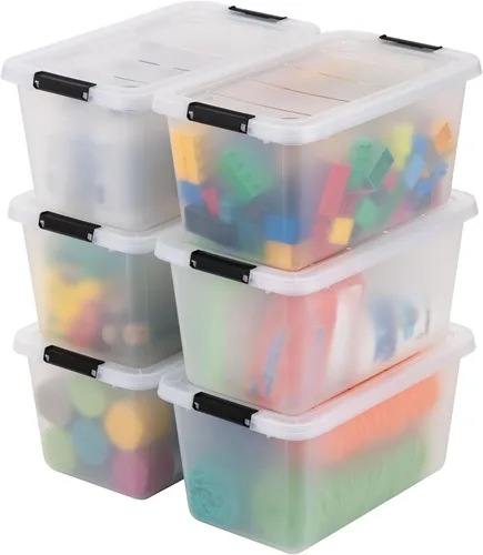 Miniatura 22 de IRIS USA - Contenedores de almacenamiento de plástico apilables de 32 cuartos de galón con tapas y hebillas de cierre, paquete de 4 unidades, Perla