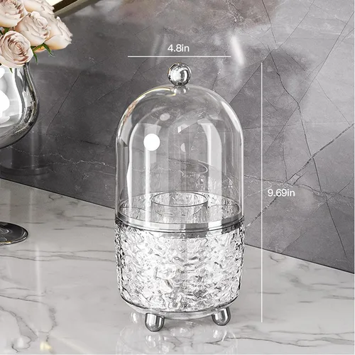 Miniatura 7 de Soporte para brochas de maquillaje con tapa, soporte giratorio de 360° para tocador, organizador de brochas de maquillaje giratorio a prueba