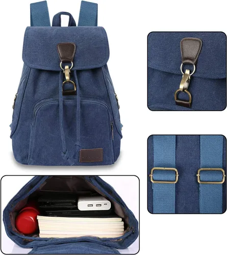 Miniatura 15 de Mochilas de lona a la moda, bolso casual para compras al aire libre, mochila deportiva, senderismo, viajes, bolsa multiusos, Café, Mochilas