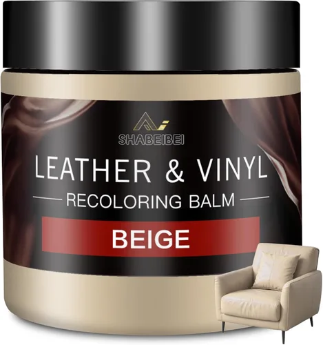 Bálsamo Recolorante de Cuero y Kit de Reparación de Cuero para Muebles, Tinte de Cuero Beige para Sofás, Asientos de Automóvil, Pintura y Tinte de