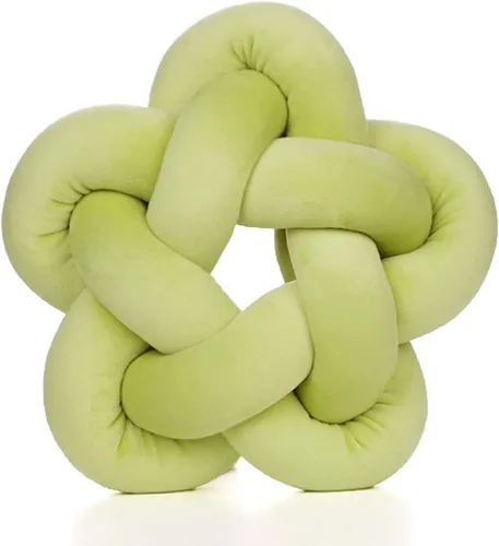 Almohada de felpa con nudo hecha a mano, almohada de estrella anudada suave para sofá, cojín lumbar, almohada de bola de relleno para el hogar,