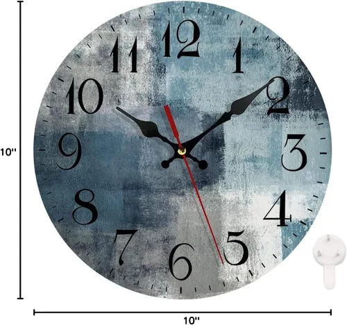 Miniatura 7 de LOKMU Reloj silencioso sin tictac de 10 pulgadas, reloj de pared redondo, decorativo para sala de estar, cocina, hogar, baño, dormitorio, oficina