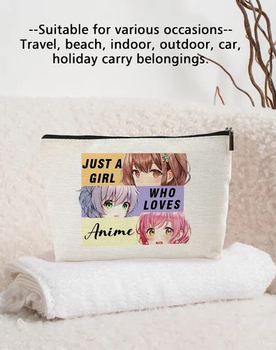 Miniatura 2 de Bolsa de maquillaje para fanáticos del anime, regalo para amantes del anime, Just A Gl Who Loves Anime, bolsa de cosméticos de viaje para mujeres