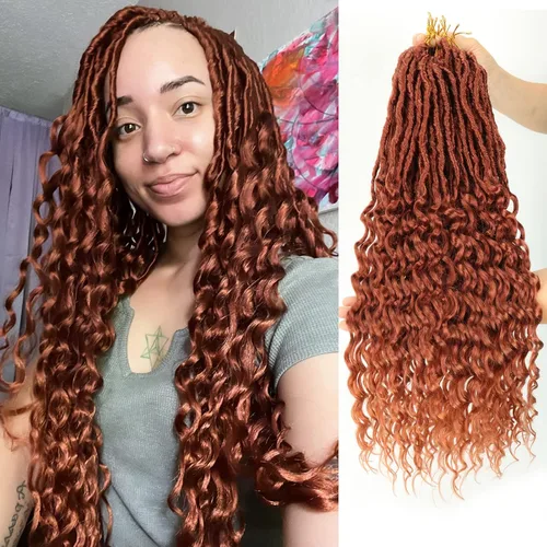 Miniatura 9 de Extensiones de cabello sintético de ganchillo con extremos rizados profundos de 24 pulgadas, paquete de 8 paquetes de trenzas sintéticas suaves de 1b