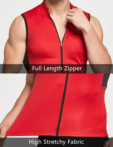 Miniatura 5 de BALEAF Camiseta de ciclismo sin mangas para hombre, camiseta de ciclismo de carretera, camisetas sin mangas, bolsillos con cremallera completa, SPF