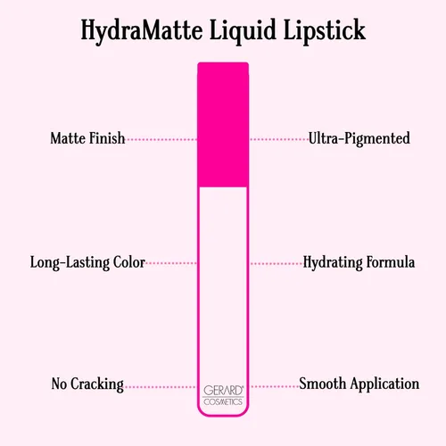 Miniatura 2 de Gerard Cosmetics HydraMatte - Lápiz labial líquido Strawberry Fields, lápiz labial rosa con acabado mate, de larga duración y no se seca