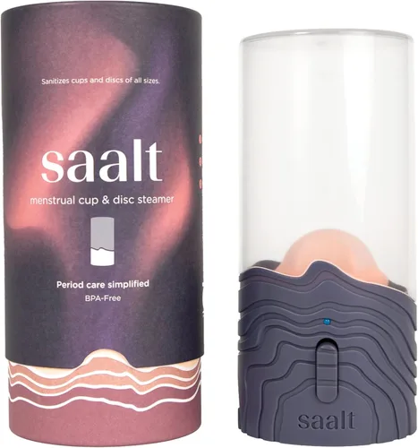 Saalt - Esterilizador de copa menstrual a vapor - Esterilizador de copa y disco menstrual - Esterilizador de vapor de manos libres - Diseño sin Azul
