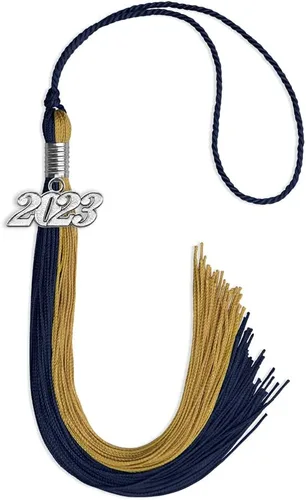 Miniatura 149 de Endea Graduation Borla de doble color con gota de fecha plateada (negro/oro antiguo, 2025)
