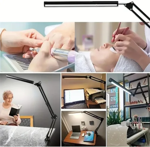 Miniatura 2 de Lámpara de escritorio LED con 3 modos de cuidado de los ojos, 10 brillo; lámpara flexible larga y ajustable con brazo oscilante para trabajadores