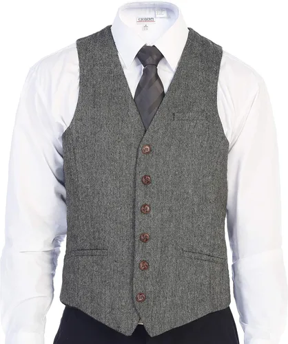 Miniatura 121 de Gioberti Chaleco de tweed formal de 6 botones para hombres