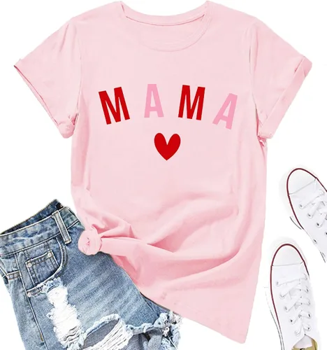 Miniatura 4 de Mama Mini camisas Mommy and Me Outfiits Love Heart Graphic de manga corta, camisetas casuales a juego para la familia