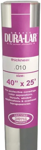 Miniatura 44 de Grafix Dura-Lar Película de 0.002", Ultra Transparente, Brillante 40" x 50', Material, Alternativa de Mylar/Acetato para, Plantillas y Plantillas