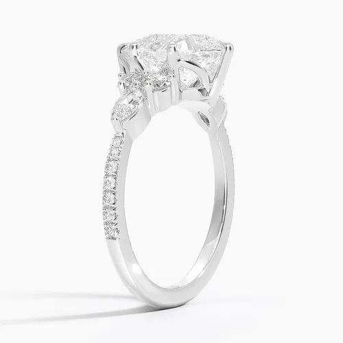 Miniatura 3 de IGI - Anillo de compromiso de diamantes creados en laboratorio con diseño de pera blanca de 1.56 quilates con diamantes redondos de laboratorio