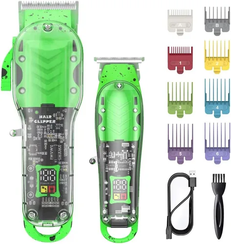 Miniatura 10 de WAIKIL Kit de recortadora de cabello para hombres, juego de peluquería profesional para recortar barba y cabello, carga silenciosa y duradera