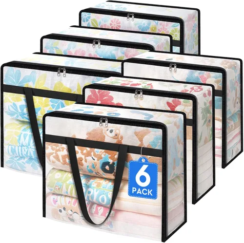 Miniatura 11 de TasticTotes Paquete de 6 bolsas de almacenamiento transparentes para edredón, ropa y ropa de cama, almacenamiento de mantas de plástico