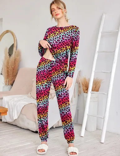 Miniatura 176 de Ekouaer Conjunto de pijama de manga larga para mujer, ropa de dormir suave con cuello redondo y bolsillos