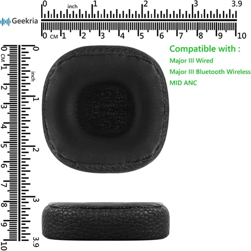Miniatura 6 de Geekria Almohadillas de repuesto para auriculares Marshall Major III con cable, almohadillas para auriculares MID ANC, piezas de reparación (negro)