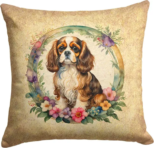Miniatura 207 de Caroline's Treasures DAC2072PW1414 Affenpinscher and Flowers - Almohada decorativa de tela, lavable a máquina, para interiores y exteriores