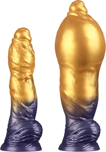 Consolador inflable de silicona de 10 pulgadas de doble densidad, monstruo de fantasía, con nudo de dragón y caballo, base de ventosa, enchufe anal