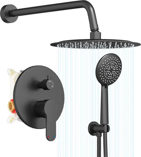 Miniatura 14 de Gabrylly Sistema de Cabezal de Ducha Dorado, Juego de Grifo de Ducha con Válvula de Ducha de Equilibrio de Presión, Cabezales de Ducha de 12