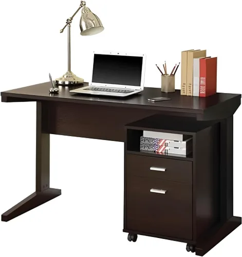 CARTESIAN Escritorio moderno con archivador móvil, madera de capuchino, 47.25 x 23.25 x 30 pulgadas, cajones de almacenamiento, oficina en casa