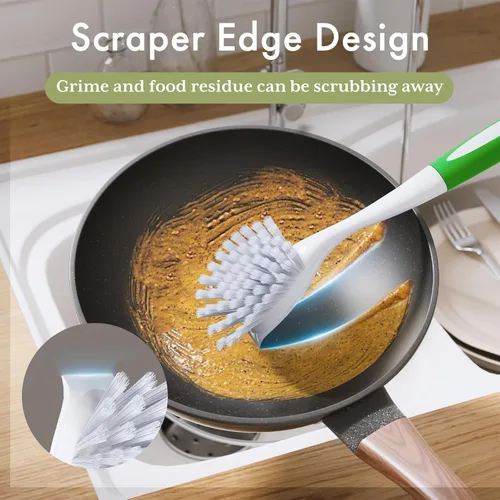 Miniatura 6 de Amazer Cepillo para platos con asa, paquete de 2 cepillos de cocina para limpieza, limpiador de platos con cerdas rígidas para fregadero, ollas