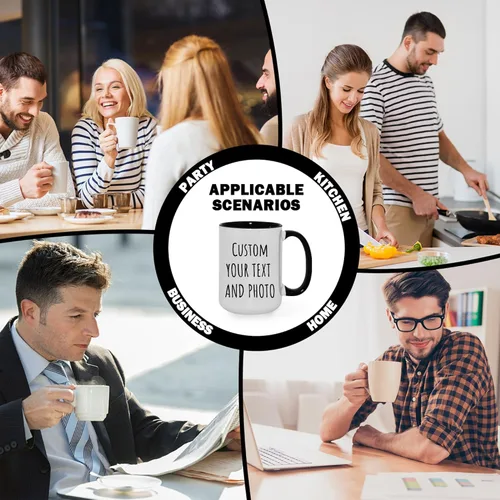Miniatura 6 de Taza de café personalizada con texto y foto, taza personalizada, ideas únicas, regalos para hombres, mujeres, mamá, papá, novia, novio, amigo, Negro