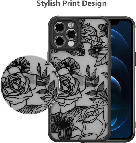 Miniatura 3 de XIZYO Funda para iPhone 14 Pro Max de 6.7 pulgadas, diseño de estampado floral con patrón de rosas delgadas para niñas y mujeres, translúcido mate