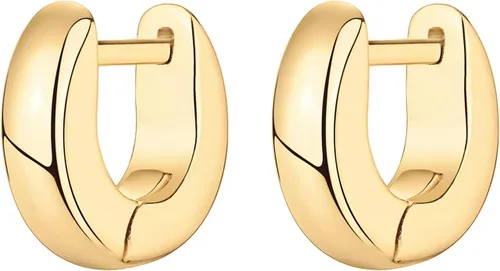 Miniatura 3 de PAVOI Aretes de broquel tipo miniarracadas de plata de ley 925, chapados en oro de 14 quilates, con poste, ultragrueso, para mujer