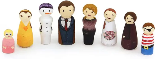 Miniatura 3 de Hygloss Productos Muñecas de madera con clavijas – Artesanía pintable Birchwood Doll People – Familia surtida, 10 piezas (8560)