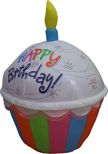 Miniatura 5 de Bonito cupcake inflable de 4 pies de alto con vela iluminada, decoración de fiesta para exteriores, interiores, hogar, celebración, jardín, patio
