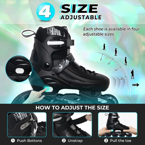 Miniatura 3 de MammyGol Patines en línea ajustables para niños, jóvenes y adultos, todas las ruedas se iluminan, patines de ruedas con cuchillas para interiores