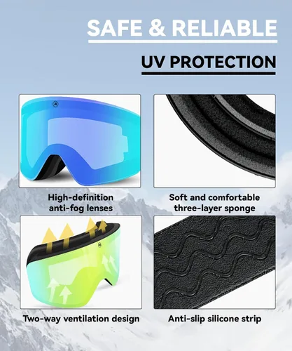 Miniatura 6 de OTG - Gafas de esquí fotocromáticas sin marco, adaptables a la luz, antiniebla, protección UV, para snowboard y nieve, para hombres y mujeres