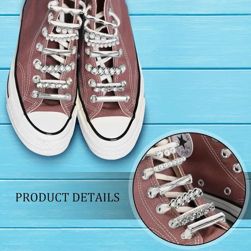 Miniatura 5 de Hicarer 16 piezas8 pares de dijes de cordones para zapatos deportivos, decoración de cordones de zapatos, clips decorativos para zapatos, diamantes