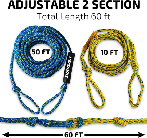 Miniatura 2 de Swonder Cuerdas de remolque de 2 secciones para tubería, 1-4 cuerdas de 60 pies para tubos remolcables