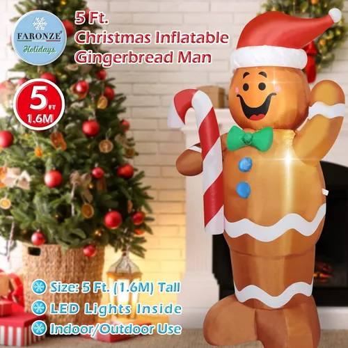 Miniatura 9 de Hombre de Jengibre Inflable de Navidad Iluminado para Interiores y Exteriores Decoración de Patio Navideña Inflable con Ventilador Integrado