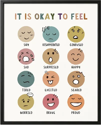 It Is Okay To Feel, decoración bohemia para aula, salud mental, decoración de sala de juegos, arte infantil, regreso a la escuela, regalos para