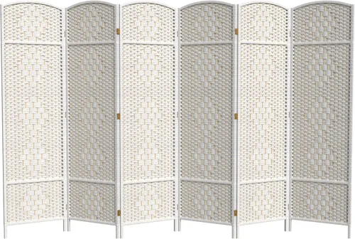 Miniatura 7 de Divisor de ambiente resistente de 6 pies, pantalla de privacidad plegable de fibra de ratán con patrón de diamante, Madera, Mocha oscuro