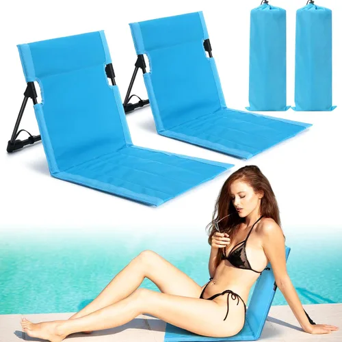 Miniatura 20 de Karenhi Sillas plegables junto a la piscina para borde de la piscina, sillas de playa portátiles con soporte trasero, asientos plegables de piscina