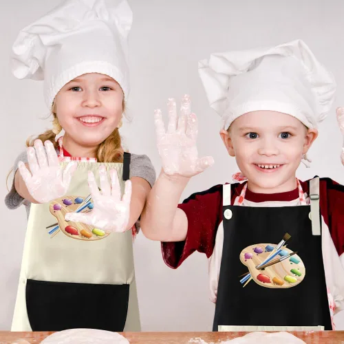 Miniatura 7 de Delantal para niños, paquete de 2 delantales de pintura para niños y niñas, delantales para niños, pintura, cocina, horneado, arte y manualidades