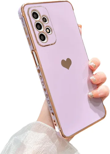 Miniatura 36 de phylla Funda de teléfono compatible con Samsung Galaxy A12 de 6.5 pulgadas, lindo corazón chapado en oro, elegante funda de lujo para mujer