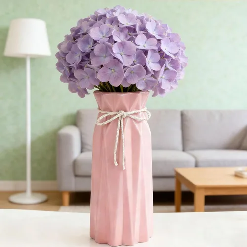 Miniatura 5 de Disoza Florero de cerámica de 9.5 pulgadas de alto x 3.9 pulgadas de ancho, jarrón rosa moderno para decoración del hogar para centros de mesa