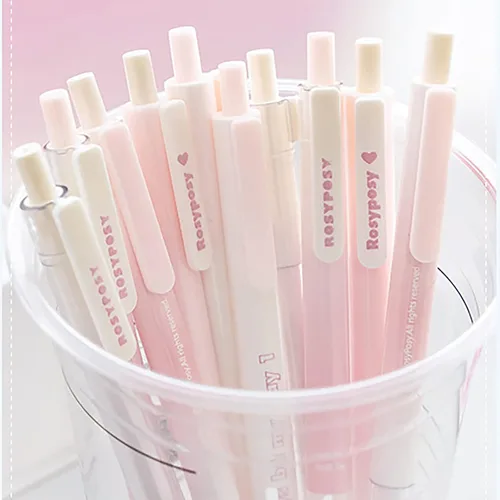 Miniatura 6 de Doraking 5 bolígrafos de gel de tinta negra, 0.38 mm/0.5 mm, punta suave, suministros de oficina para mujeres y hombres, para tomar notas (rosa)