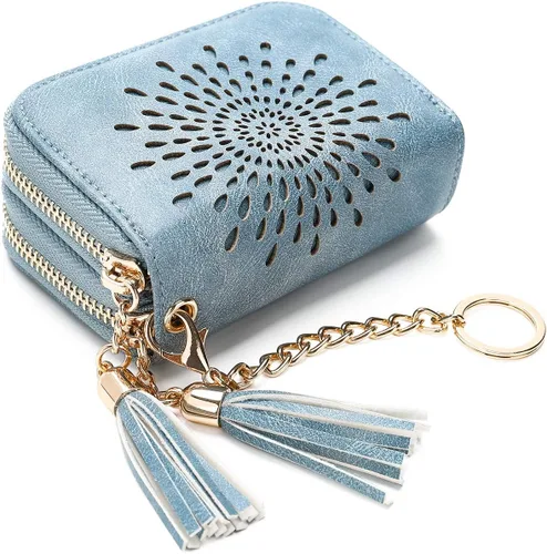 Miniatura 15 de APHISON RFID - Porta tarjeta de crédito con llavero, cartera pequeña con cremallera para mujer, Moderno