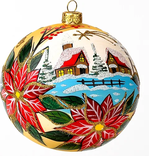 Miniatura 60 de Adorno navideño de capilla azul con soporte, bola de vidrio soplado polaco pintada a mano, bola extra grande de 8 pulgadas/200mm, adorno de fe eterna