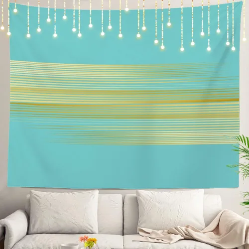 Miniatura 38 de Shrahala Tapiz de pared azul brillante, acuarela azul degradado para colgar en la pared, tapiz grande decorativo de fibra de poliéster, dobladillo