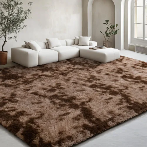 Miniatura 130 de EVOIONOS - Alfombra redonda gris para dormitorio, 5x5 pies; alfombras circulares suaves y esponjosas para sala de estar, alfombras de felpa peludas