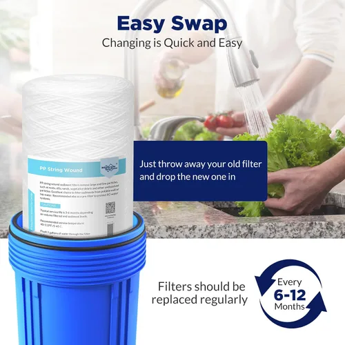 Miniatura 5 de Membrane Solutions Cartucho de repuesto de filtro de agua universal para toda la casa, 5 micrones, 10 x 4.5 pulgadas, para agua de pozo, paquete de 3