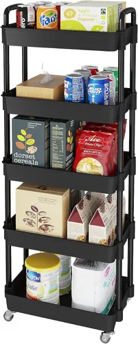 Miniatura 12 de Carritos de Almacenamiento de 3 Niveles Laiensia, Carrito Rodante Utilitario Multifunción Organizador de Almacenamiento de Cocina, Carrito